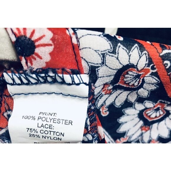 Anthropologie Fig And Flower Top Womens Medium Sheer Lace Boho Floral Red - Picture 3 of 5